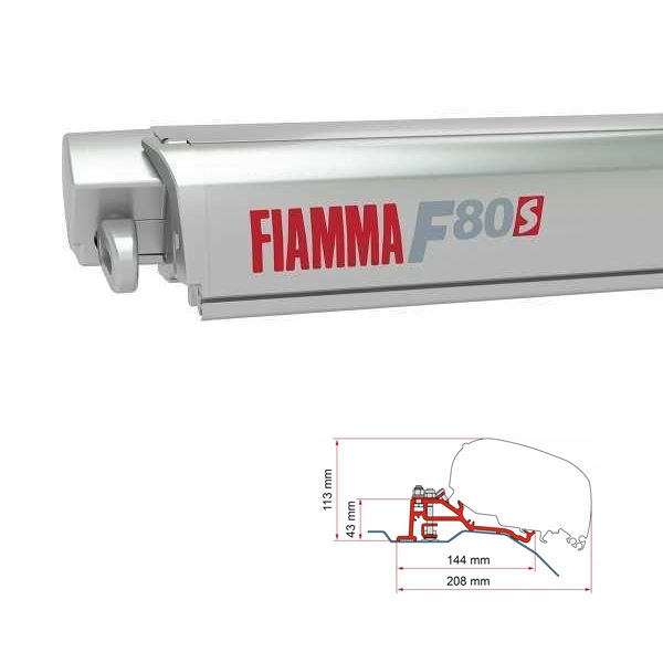 Markise FIAMMA F80 S 320 Royal grey Gehaeuse titanium inkl. Adapter Low Profile schwarz Fiat Ducato Jumper Boxer H2 L2