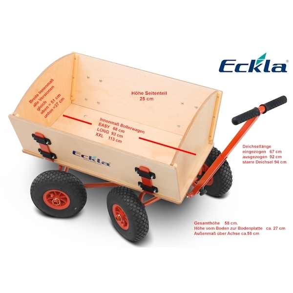 ECKLA Bollerwagen EcklaTrak Fun Long 100 cm mit Hinterachslenkung und pannensicheren Reifen 77906