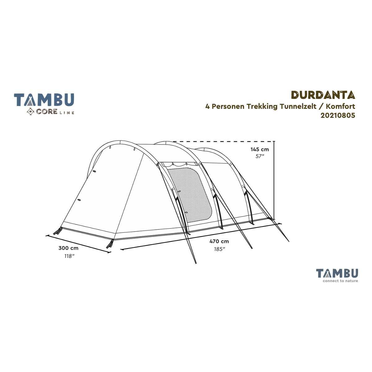 TAMBU DURDANTA Trekking Tunnelzelt Beige 4 Personen - 20210805