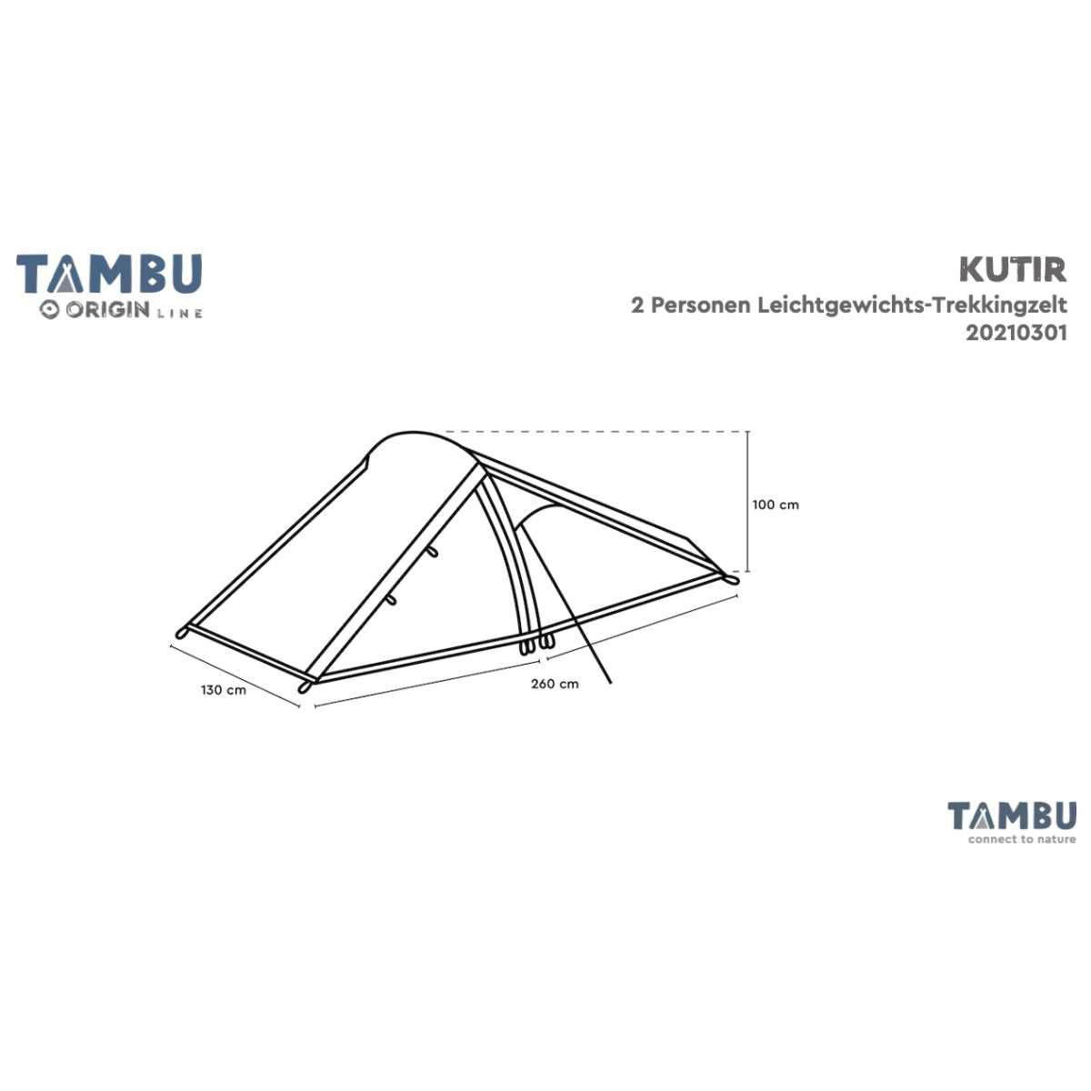 TAMBU KUTIR Leichtgewichts Trekkingzelt Graublau 2 Personen - 20210301