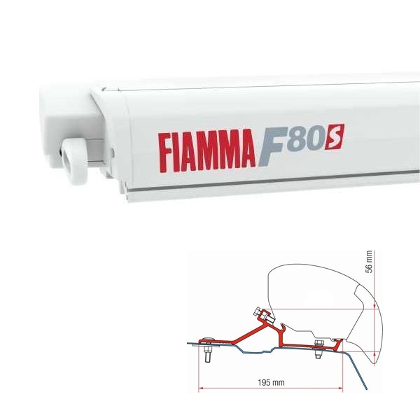 Markise FIAMMA F80 S 320 Royal grey Gehaeuse weiss inkl. Adapter Renault Master Opel Movano H2 L2 ab Modelljahr 2010