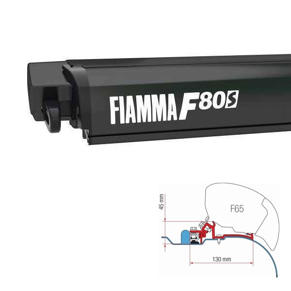 Markise FIAMMA F80 S 320 Royal grey Gehaeuse deep black inkl. Adapter Iveco Daily IV H2 L2 ab 2006 - 2014