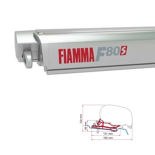 Markise FIAMMA F80 S 400 Royal grey Gehaeuse titanium inkl. Adapter Ford Transit H3 L4 ab 2014