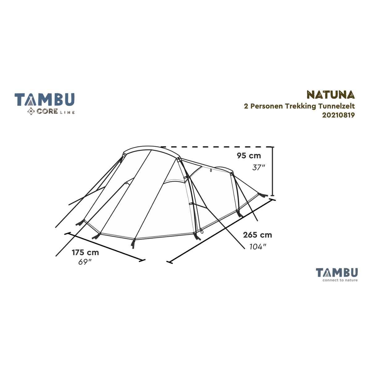 TAMBU NATUNA Trekking Tunnelzelt Beige 2 Personen - 20210819