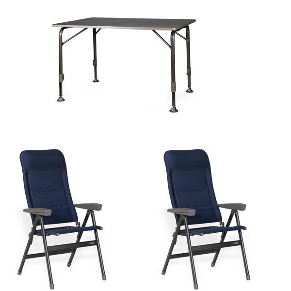 Set 1 Tisch WESTFIELD Moderna Tisch 120 x 80 cm - Avantgarde Series - 101-750 und 2 Stuehle WESTFIELD Advancer Stuhl dark blue - Performance Series - 201-884 DB