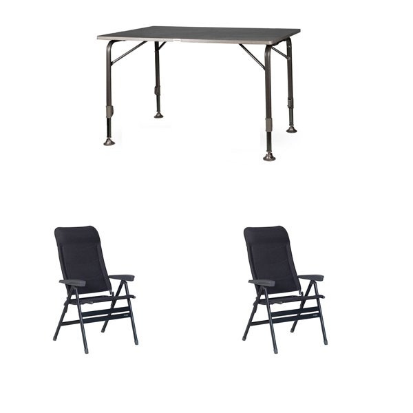 Set 1 Tisch WESTFIELD Moderna Tisch 120 x 80 cm - Avantgarde Series - 101-750 und 2 Stuehle WESTFIELD Advancer XL Stuhl anthracite grey - Performance Series - 201-883 AG
