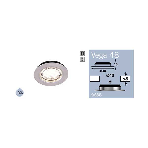 FRILIGHT LED-Einbauspot Vega 48 brushed steel 9688091210BS