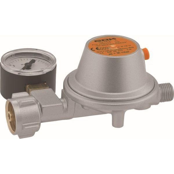 Gasdruckregler GOK 50 mbar 1-5 kg-h mit Sicherheits Abblaseventil mit Manometer