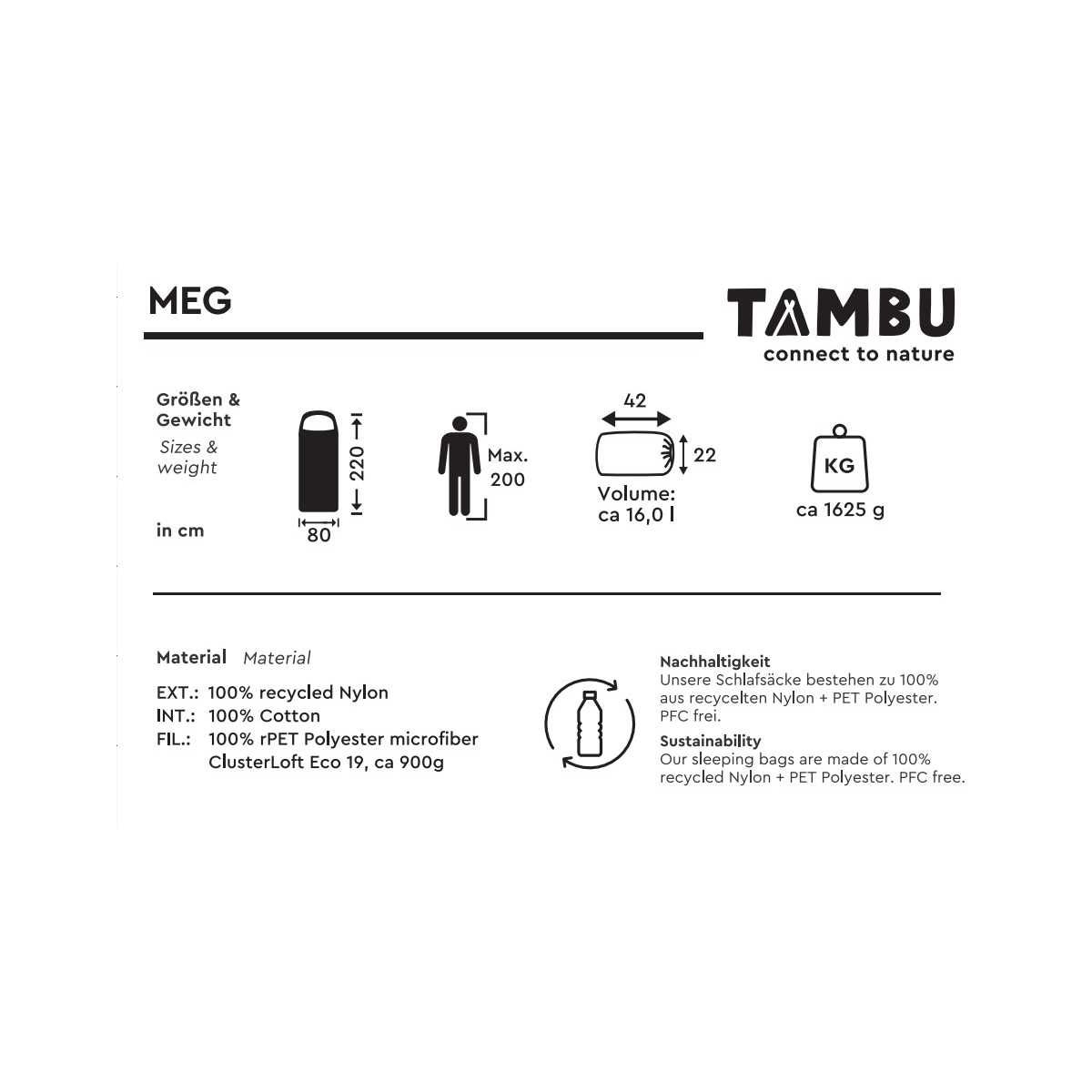 TAMBU MEG Deckenschlafsack 1625 g Terracotta - 20211004