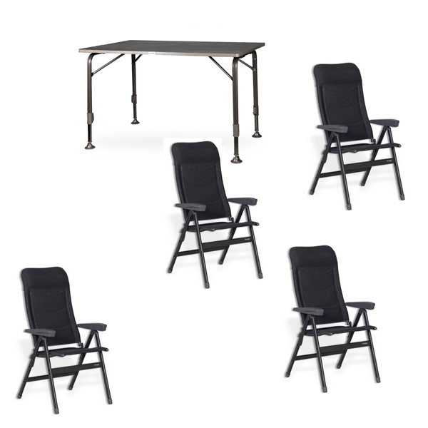 Set 1 Tisch WESTFIELD Moderna Tisch 120 x 80 cm - Avantgarde Series - 101-750 und 4 Stuehle WESTFIELD Advancer Stuhl anthracite grey - Performance Series - 201-884 AG