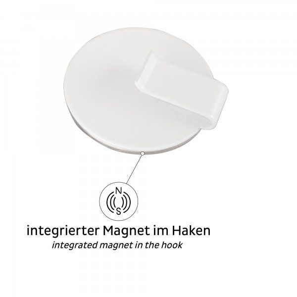 SILWY Magnet Haken CLEVER WHITE inkl. Metall Nano Gel Pad BLACK H000-14KA-1