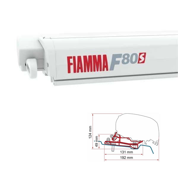 Markise FIAMMA F80 S 320 Royal grey Gehaeuse weiss inkl. Adapter Ford Transit H3 L3 ab 2014