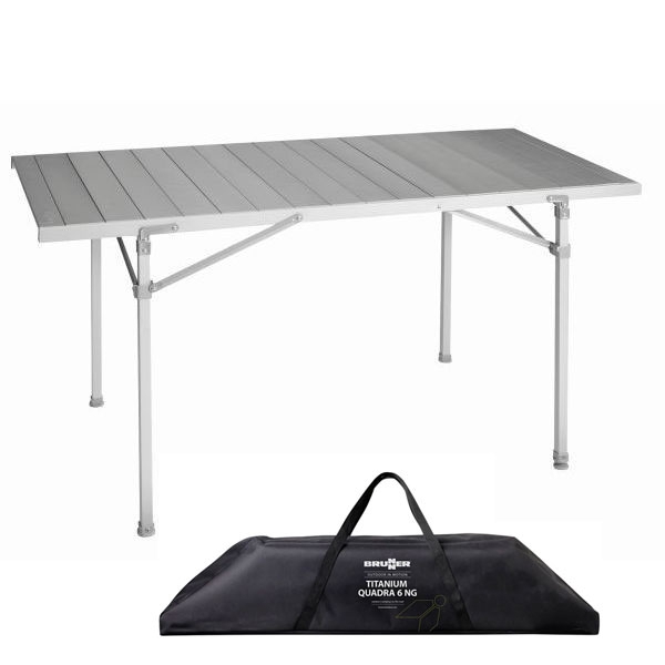Set Rolltisch BRUNNER Titanium Tisch Quadra 6 NG 0406068N - 4 Stuehle BRUNNER Aravel 3D Klappsessel M dunkelgrau 0404065N.C09M