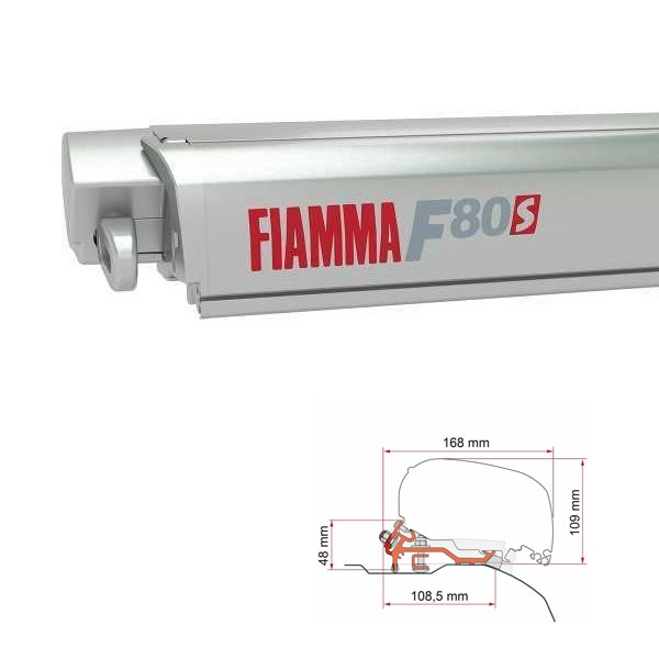 Markise FIAMMA F80 S 320 Royal grey Gehaeuse titanium inkl. Adapter Low Profile silber Fiat Ducato Jumper Boxer H2 L2