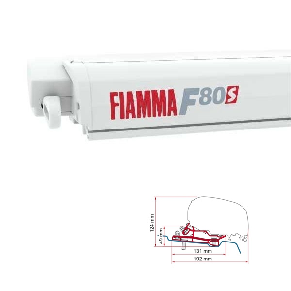 Markise FIAMMA F80 S 400 Royal grey Gehaeuse weiss inkl. Adapter Ford Transit H3 L4 ab 2014