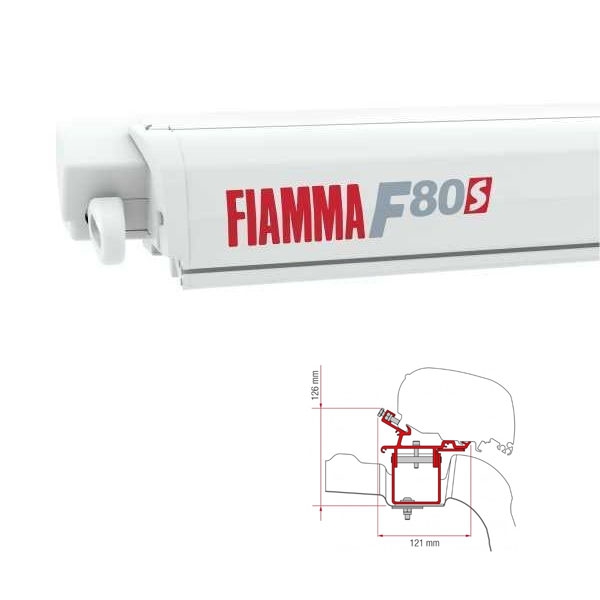Markise FIAMMA F80 S 320 Royal grey Gehaeuse weiss inkl. Adapter VW Crafter II MAN TGE H3 L3 ab 2017 ohne Schiene auf dem Dach