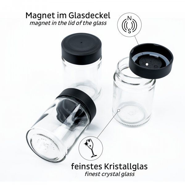 SILWY Feinkost Magnetglaeser BLACK - CLASSY -192 ml- FM-192-BCS-SM
