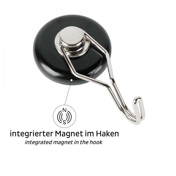 SILWY Magnet Haken THE ONE inkl. Metall Nano Gel Pad BLACK H000-14GA-1