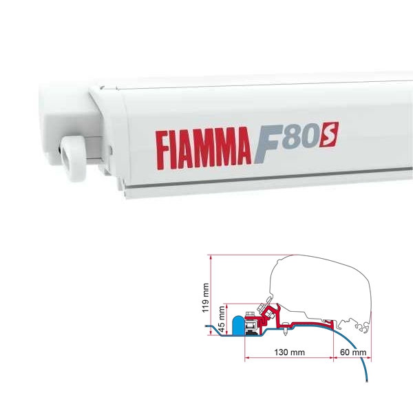 Markise FIAMMA F80 S 320 Royal grey Gehaeuse weiss inkl. Adapter Iveco Daily IV H2 L2 ab 2006 - 2014