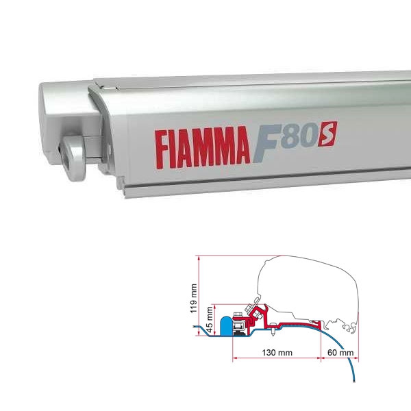 Markise FIAMMA F80 S 370 Royal grey Gehaeuse titanium inkl. Adapter Iveco Daily IV H2 L3 ab 2006 - 2014