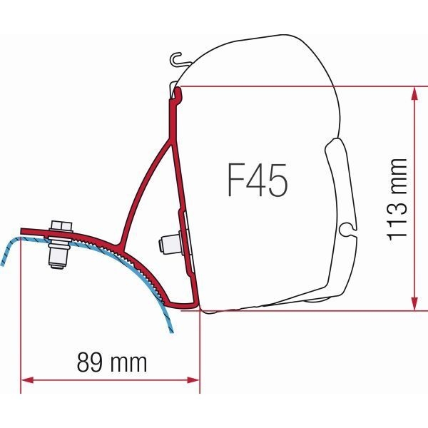 Markise FIAMMA F45 S 230 Royal grey Gehaeuse weiss inkl. Adapterkit Renault Trafic Opel Vivaro bis 2014 H1 L1