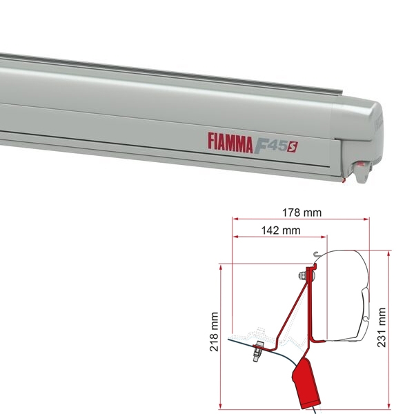 Markise FIAMMA F45 S 260 Royal grey Gehaeuse titanium inkl- Adapterkit Ford Custom Nugget Lift Roof Fiamma Art-Nr. 06290H01R-98655Z114