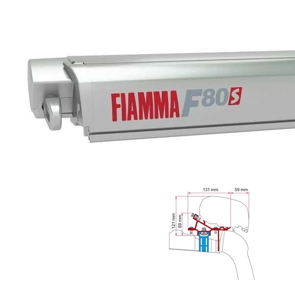 Markise FIAMMA F80 S 400 Royal grey Gehaeuse titanium inkl. Adapter VW Crafter II MAN TGE H3 L4 ab 2017 mit Schiene auf dem Dach