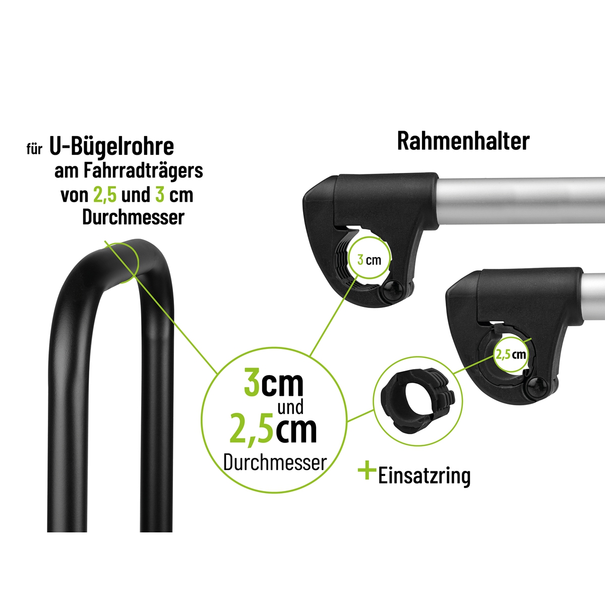 EUFAB Rahmenhalter abnehmbar lang Ø 25-30mm fuer 2. Fahrrad 11630