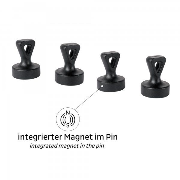 SILWY Magnet Pins FLEX inkl. Metall Nano Gel Pads BLACK PI00-14KA-4