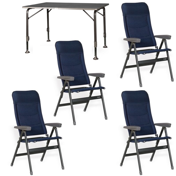 Set 1 Tisch WESTFIELD Moderna Tisch 120 x 80 cm - Avantgarde Series - 101-750 und 4 Stuehle WESTFIELD Advancer Stuhl dark blue - Performance Series - 201-884 DB
