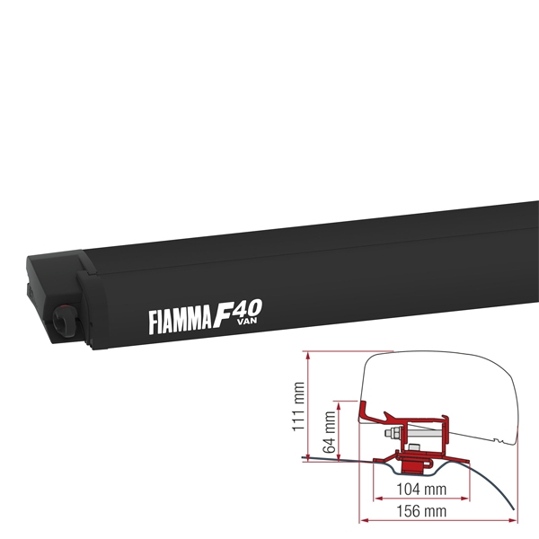 Markise FIAMMA F40 Van 270 cm Deep black ink- Adapter Kit PSA Fiamma Art-Nr. 07503H01R-98655Z110
