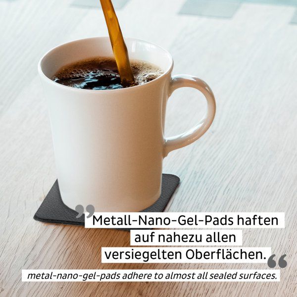 SILWY Porzellan Magnet Henkel Tassen inkl. Metall Nano Gel Pads BLACK S027-1402-2-B