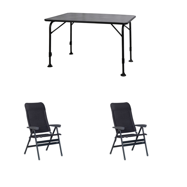 Set 1 Tisch WESTFIELD Universal Tisch 120 x 80 cm - Avantgarde Series - 101-740 und 2 Stuehle WESTFIELD Advancer XL Stuhl anthracite grey - Performance Series - 201-883 AG