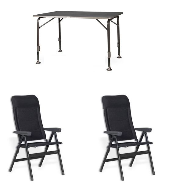 Set 1 Tisch WESTFIELD Moderna Tisch 120 x 80 cm - Avantgarde Series - 101-750 und 2 Stuehle WESTFIELD Advancer Stuhl anthracite grey - Performance Series - 201-884 AG
