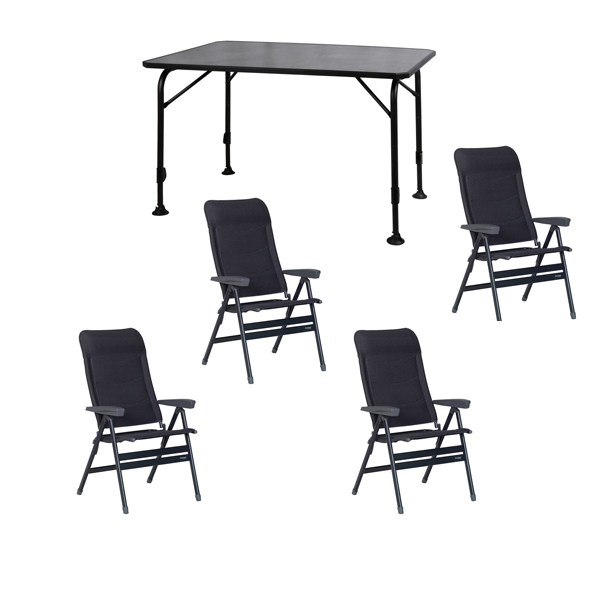Set 1 Tisch WESTFIELD Universal Tisch 120 x 80 cm - Avantgarde Series - 101-740 und 4 Stuehle WESTFIELD Advancer XL Stuhl anthracite grey - Performance Series - 201-883 AG