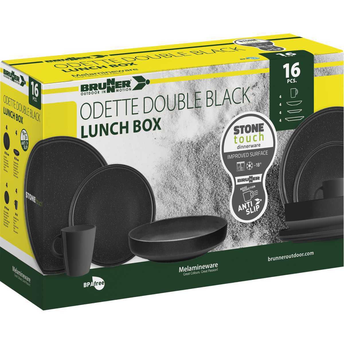 BRUNNER Lunch Box Odette Double Black Geschirrset 16-tlg- - 0830155N.C4C