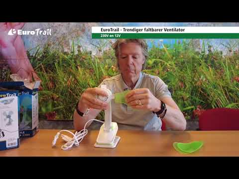 EuroTrail faltbarer Ventilator mit Klammer 12 V Eisblau